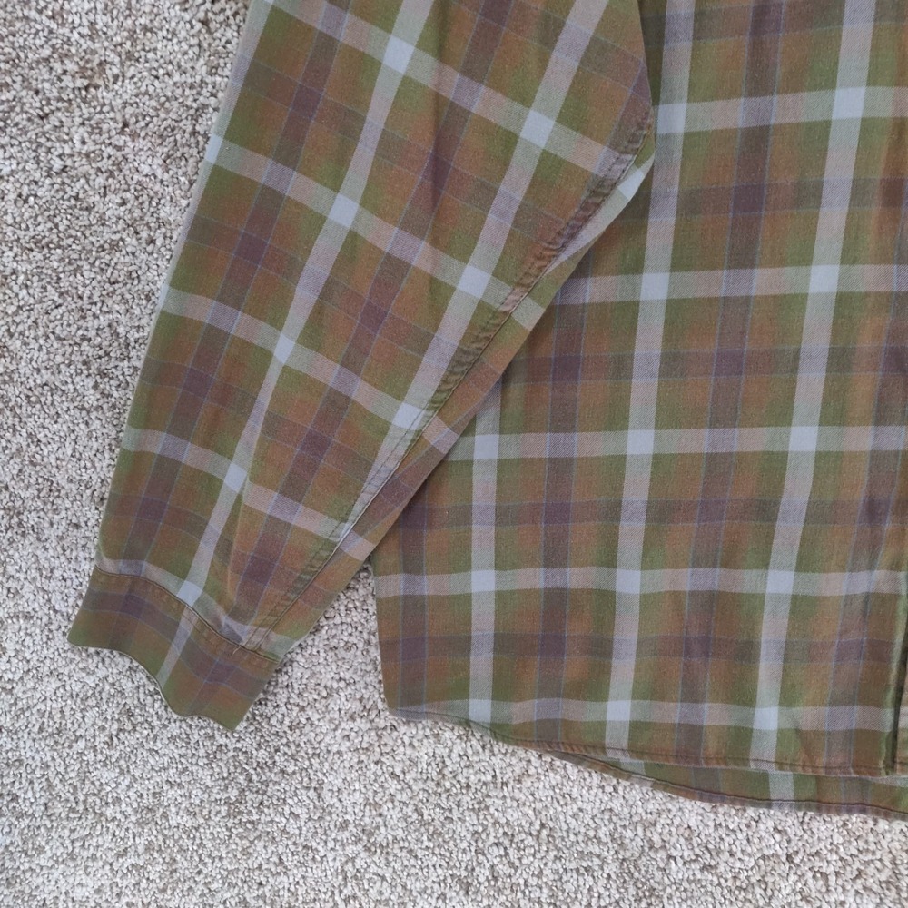Patagonia Fjord Lightweight Flannel Shirt Mens Large Green Plaid Long Sleeve - Picture 3 of 15